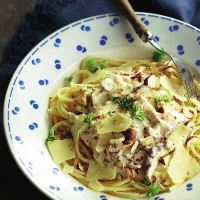 Recept van Spaghetti met shiitake saus op Receptenenzo